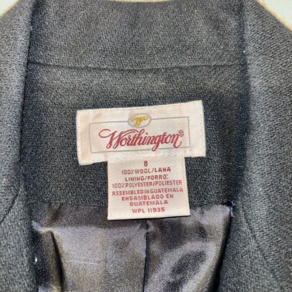 Worthington VTG  100% Wool‎ Blazer Women 8 2 Button Career Jacket Lining Black - Picture 3 of 6